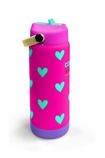 Coral High Neon Pembe Su Yeşili Kalp Katlanır Ağızlıklı Çelik Termos 650 ml 38376 - 3