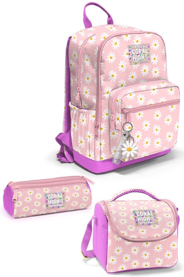 Coral High Papatya Desenli 3’lü Okul Çanta Seti SET0133224 