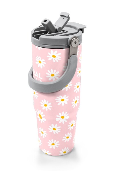 Coral High Papatya Desenli Pipetli ve Direkt İçim Çelik Termos 900 ml 38701 - 2