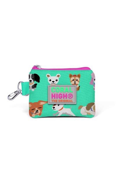 Coral High Kids Su Neon Pembe Yeşili Köpek Desenli Bozuk Para Çantası 21716 - 1