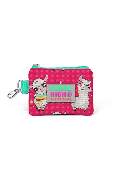 Coral High Kids Neon Mercan Su Yeşili Alpaka Desenli Bozuk Para Çantası 21718 - 1