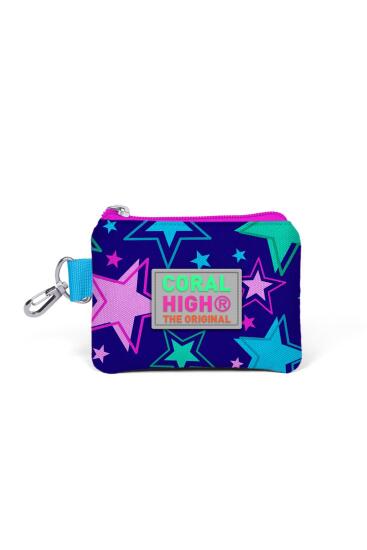 Coral High Kids Saks Pembe Yıldız Desenli Bozuk Para Çantası 21721 - Coral High KIDS