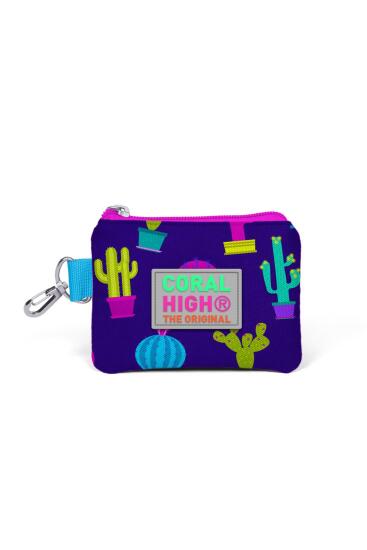 Coral High Kids Mor Pembe Kaktüs Desenli Bozuk Para Çantası 21723 - Coral High KIDS