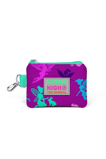 Coral High Kids Koyu Pembe Su Yeşili Peri Desenli Bozuk Para Çantası 21724 - 1