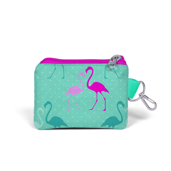 Coral High Kids Su Yeşili Neon Pembe Flamingo Desenli Bozuk Para Çantası 21725 - 2