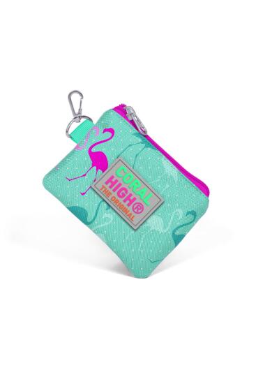 Coral High Kids Su Yeşili Neon Pembe Flamingo Desenli Bozuk Para Çantası 21725 - 3