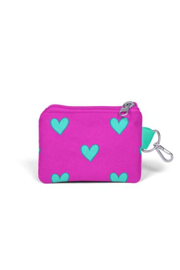 Coral High Kids Neon Pembe Su Yeşili Kalp Desenli Bozuk Para Çantası 21727 - 2