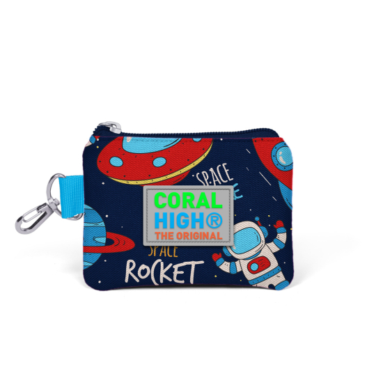 Coral High Kids Lacivert Mavi Uzay Desenli Bozuk Para Çantası 21731 - Coral High KIDS