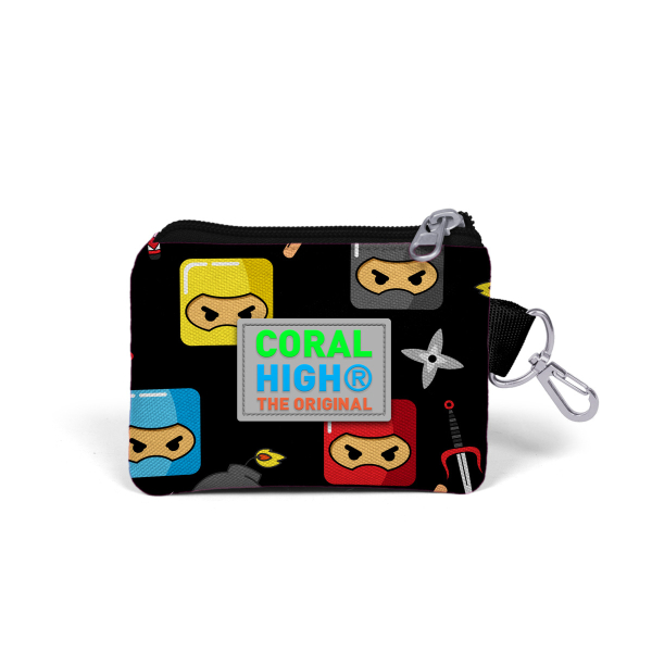 Coral High Kids Siyah Ninja Desenli Bozuk Para Çantası 21736 - 2