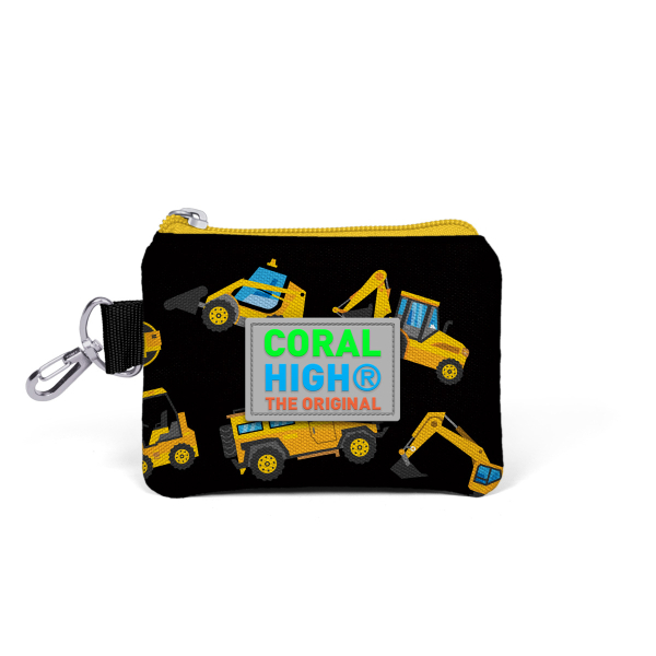 Coral High Kids Siyah Sarı İş Makinesi Desenli Bozuk Para Çantası 21739 - 1
