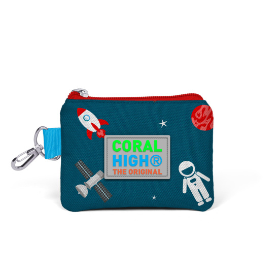 Coral High Kids Çivit Kırmızı Uzay Desenli Bozuk Para Çantası 21741 - CORAL HIGH KIDS
