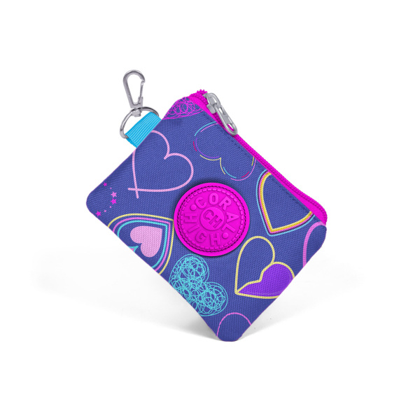 Coral High Kids Açık Pembe Lavanta Kalp Desenli Bozuk Para Çantası 21747 - 3