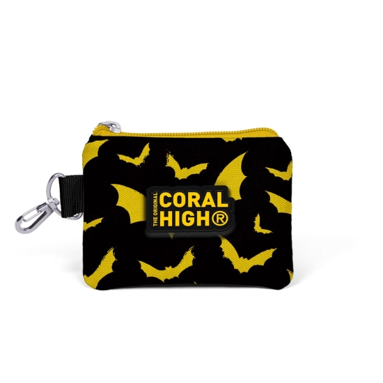 Coral High Kids Siyah Sarı Yarasa Desenli Bozuk Para Çantası 21754 - Coral High KIDS