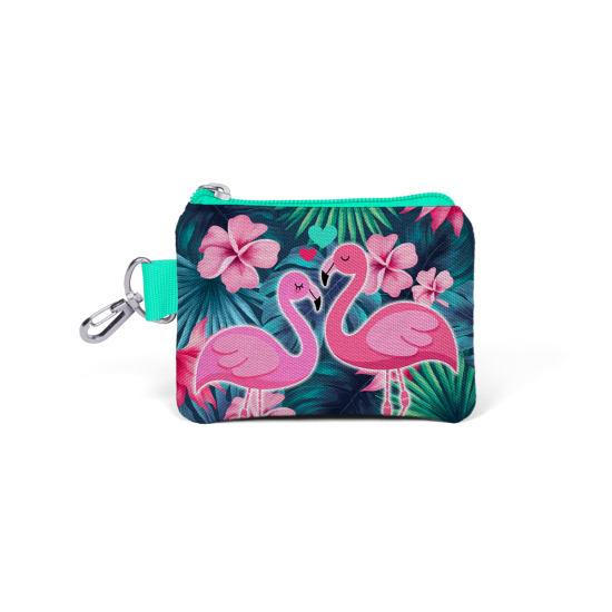 Coral High Kids Neon Mercan Su Yeşili Flamingo Desenli Bozuk Para Çantası 21762 - 1