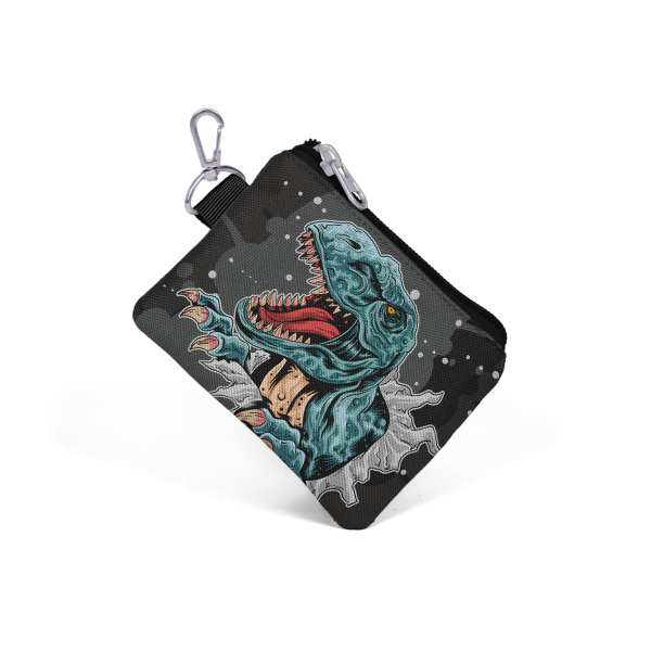 Coral High Kids Koyu Gri Siyah Dinozor Desenli Bozuk Para Çantası 21766 - 3