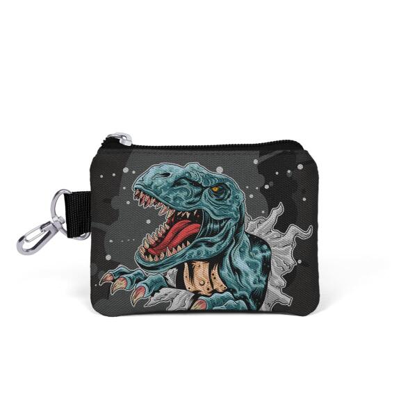 Coral High Kids Koyu Gri Siyah Dinozor Desenli Bozuk Para Çantası 21766 - 1