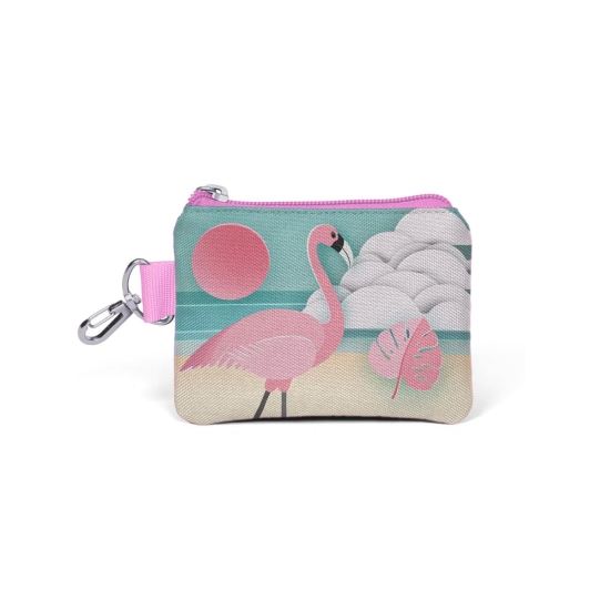 Coral High Su Yeşili Açık Pembe Flamingo Desenli Bozuk Para Çantası 21769 