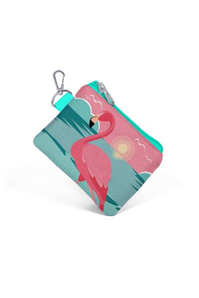 Coral High Su Yeşili Mercan Flamingo Desenli Bozuk Para Çantası 21777 - 3