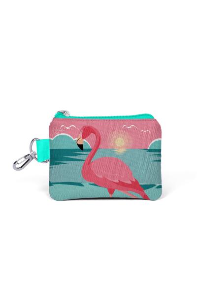 Coral High Su Yeşili Mercan Flamingo Desenli Bozuk Para Çantası 21777 - 1