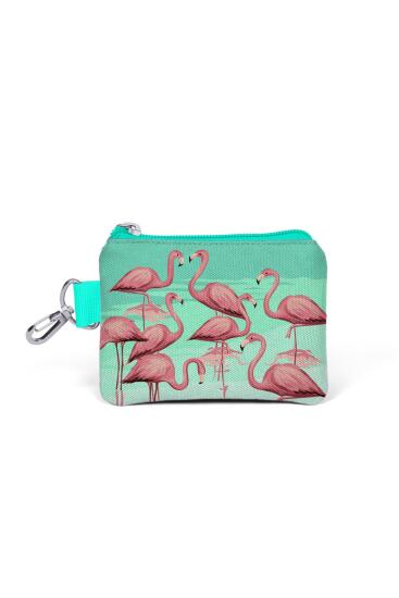 Coral High Su Yeşili Flamingo Desenli Bozuk Para Çantası 21778 