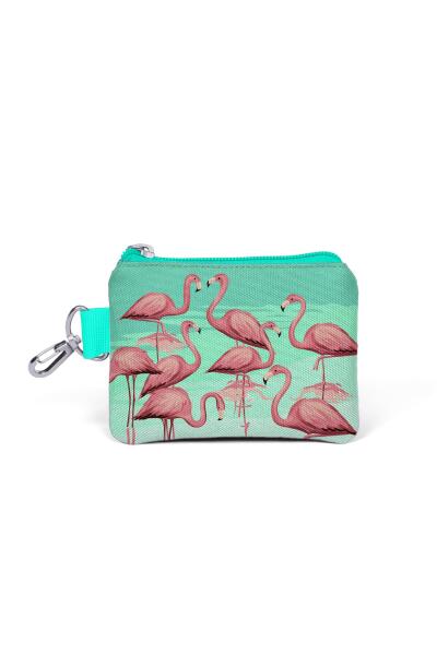 Coral High Su Yeşili Flamingo Desenli Bozuk Para Çantası 21778 - 1