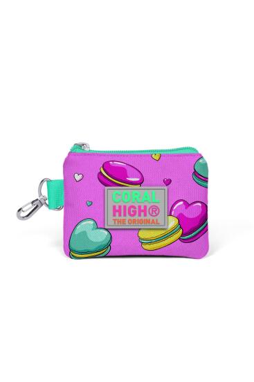 Coral High Kids Açık Pembe Su Yeşili Makaron Desenli Bozuk Para Çantası 21711 - Coral High KIDS