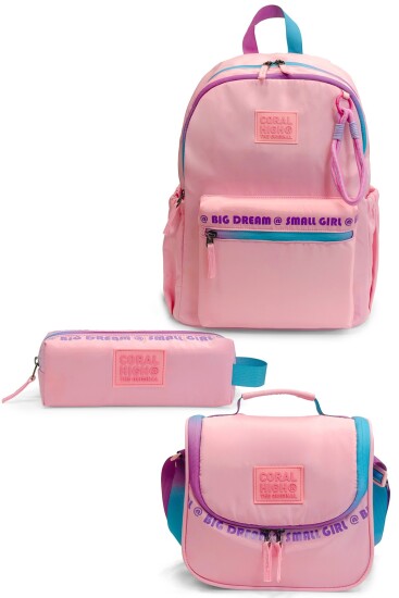 Coral High Pembe 3'lü Okul Çanta Seti SET0124424 - Coral High