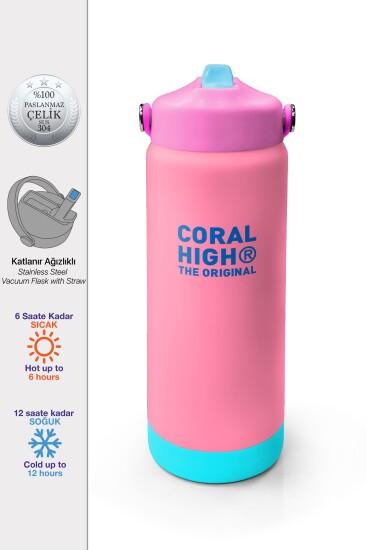 Coral High Pembe Katlanır Ağızlıklı Çelik Termos 650 ml 38353 