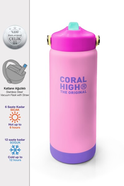 Coral High Pembe Katlanır Ağızlıklı Çelik Termos 650 ml 38397 - 1
