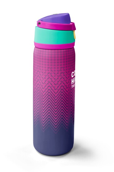 Coral High Pembe Lacivert Desenli Pipetli ve Direkt İçim Çelik Termos 800 ml 38589 - 4