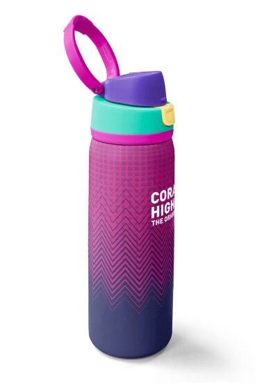 Coral High Pembe Lacivert Desenli Pipetli ve Direkt İçim Çelik Termos 800 ml 38589 - 2