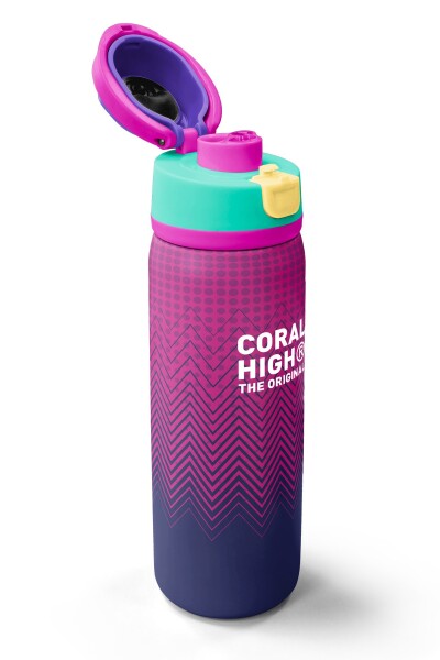 Coral High Pembe Lacivert Desenli Pipetli ve Direkt İçim Çelik Termos 800 ml 38589 - 3