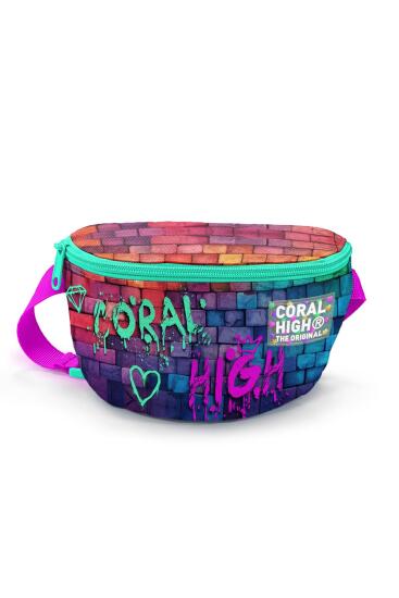 Coral High Pembe Lacivert Grafiti Yazılı Bel Çantası 11537 - Coral High