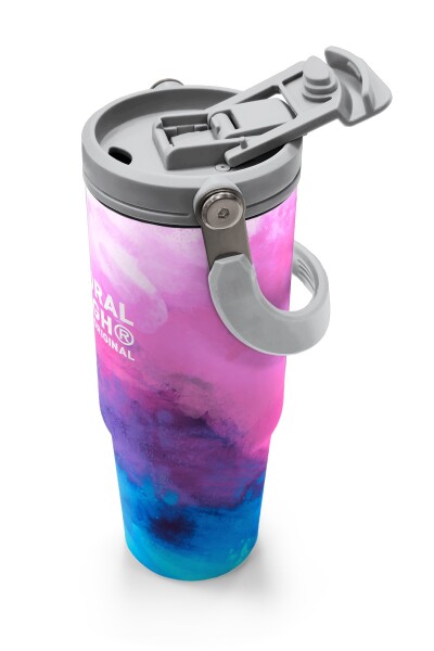 Coral High Pembe Mavi Desenli Pipetli ve Direkt İçim Çelik Termos 900 ml 38733 - 3