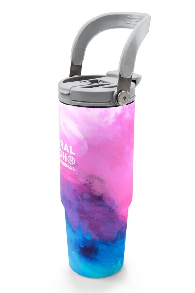 Coral High Pembe Mavi Desenli Pipetli ve Direkt İçim Çelik Termos 900 ml 38733 - 4