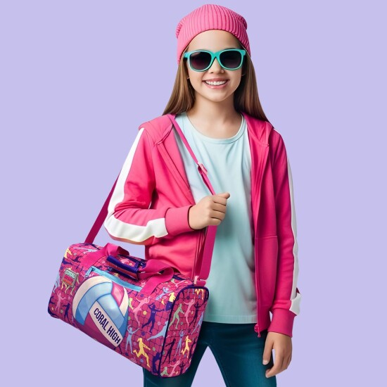 Coral High Pembe Mor Voleybol Desenli Spor Çantası 27520 - 4
