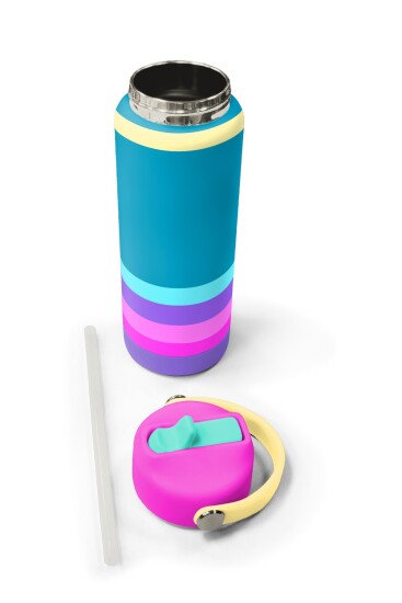 Coral High Pembe Pastel Renkli Katlanır Ağızlıklı Çelik Termos 650 ml 38379 - 5