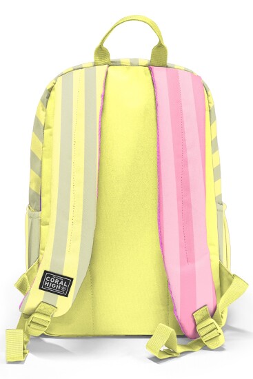 Coral High Pembe Sarı Çizgi Desenli Okul Sırt Çantası 33223 - 2