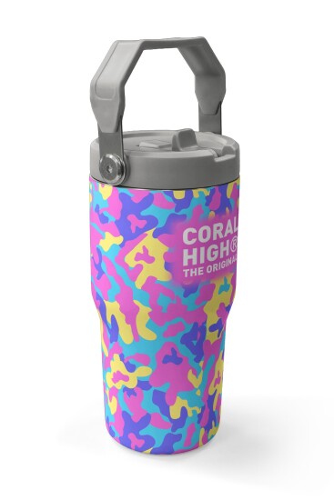 Coral High Pembe Sarı Lavanta Kamuflaj Desenli Katlanır Ağızlıklı Çelik Termos 600 ml 38901 - 3