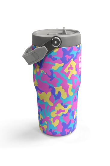 Coral High Pembe Sarı Lavanta Kamuflaj Desenli Katlanır Ağızlıklı Çelik Termos 600 ml 38901 - 4