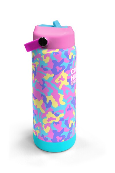 Coral High Pembe Sarı Lavanta Kamuflaj Desenli Katlanır Ağızlıklı Çelik Termos 650 ml 38301 - 3