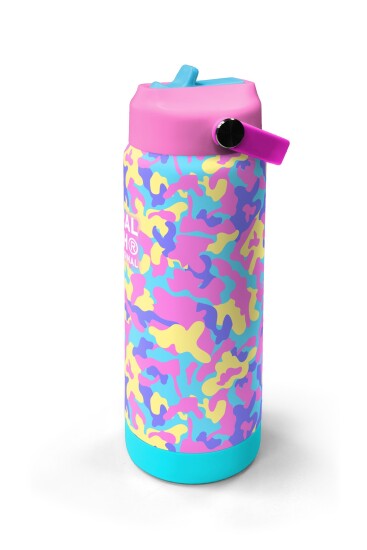 Coral High Pembe Sarı Lavanta Kamuflaj Desenli Katlanır Ağızlıklı Çelik Termos 650 ml 38301 - 4