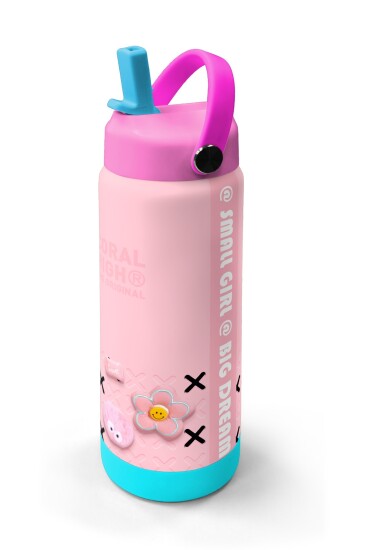 Coral High Pembe Şeker Desenli Katlanır Ağızlıklı Çelik Termos 650 ml 38349 - 2