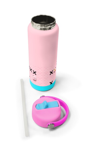 Coral High Pembe Şeker Desenli Katlanır Ağızlıklı Çelik Termos 650 ml 38349 - 5