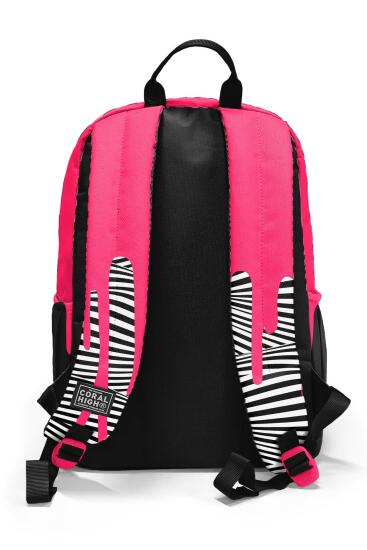 Coral High Pembe Siyah Beyaz Desenli Okul Sırt Çantası 23678 - 2