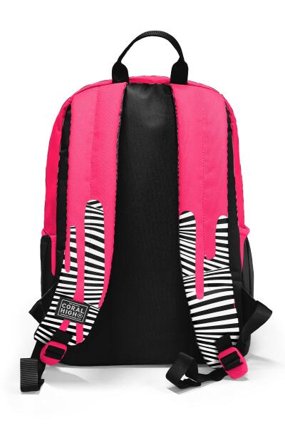 Coral High Pembe Siyah Beyaz Desenli Okul Sırt Çantası 23678 - 2