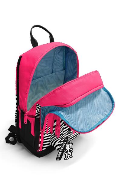 Coral High Pembe Siyah Beyaz Desenli Okul Sırt Çantası 23678 - 3