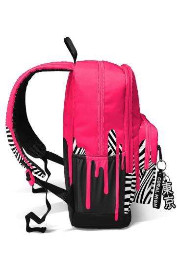 Coral High Pembe Siyah Beyaz Desenli Okul Sırt Çantası 23678 - 5