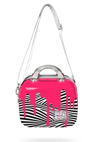 Coral High Pembe Siyah Beyaz Desenli Omuz Askılı PC Makyaj Çantası 16902 - 3