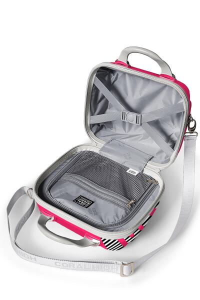 Coral High Pembe Siyah Beyaz Desenli Omuz Askılı PC Makyaj Çantası 16902 - 4